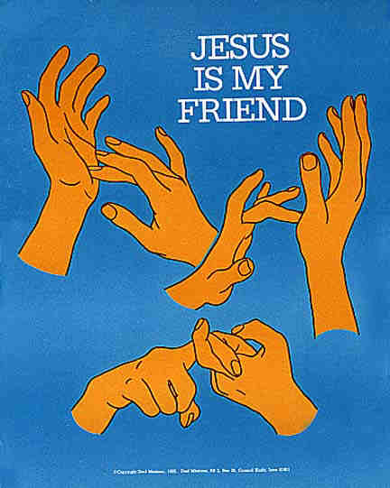 hands signing the phrase "Jesus is my friend" 