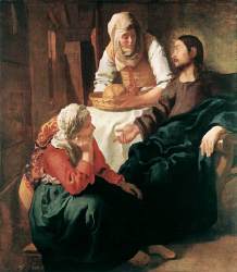 Christ in the House of Martha and Mary, 1654-55 (?), by VERMEER VAN DELFT, Jan (b. 1632, Delft, d. 1675, Delft)