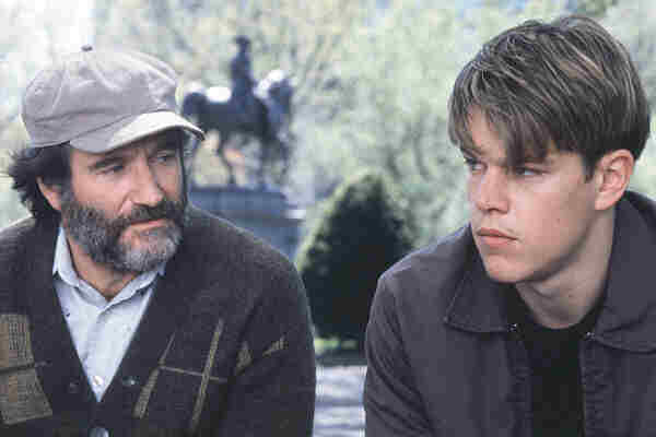 Robin Williams as Sean McGuire, and Matt Damon as Will Hunting