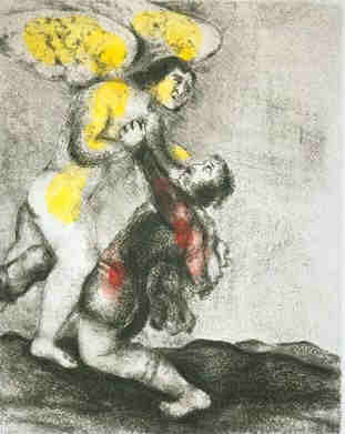 Wrestling with an Angel, by Marc Chagall, 1950