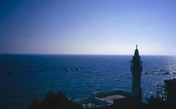 View of the Mediterranean Sea from a rooftop in Joppa, perhaps like where Peter had his dream (Acts 10:9ff)