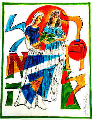 Rachel and Leah, by Philip Ratner, 1998, Safed Bible