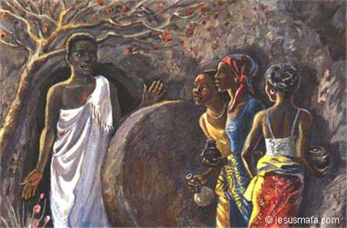 "The Empty Tomb," Jesus Mafa - images of Jesus from the Mafa people of north Camaroun