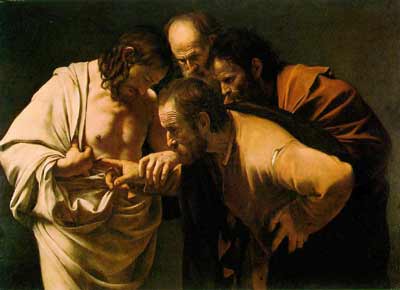 "The Incredulity of Saint Thomas," Caravaggio, 1601-02.
